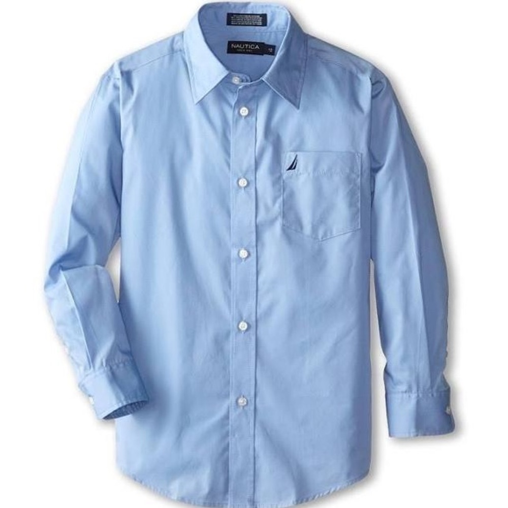 Nautica Boys Long Sleeve Poplin Shirt,‎ Blue, Sz 18